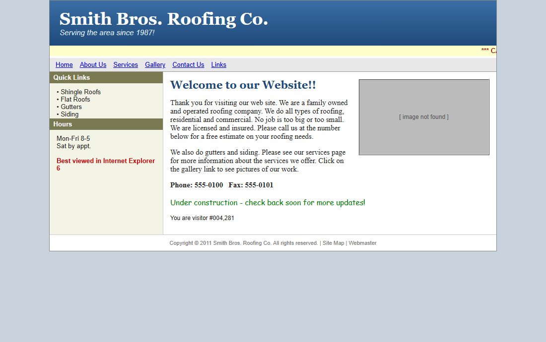 An old-style website (made-up example)